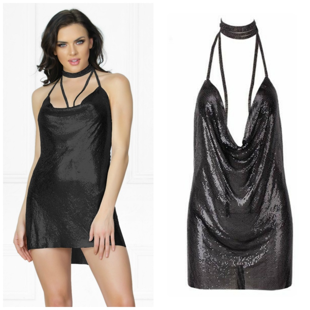 Medium Kendall J Chain Mail Dress - BLACK